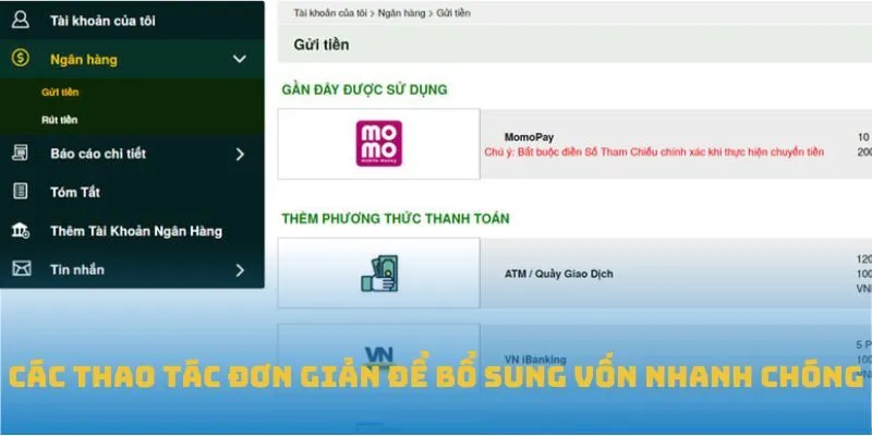Các thao tác đơn giản để bổ sung vốn nhanh chóng